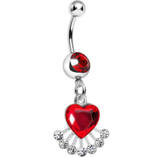 Load image into Gallery viewer, Red Gem Queen Ruby Heart Dangle Belly Ring
