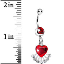 Load image into Gallery viewer, Red Gem Queen Ruby Heart Dangle Belly Ring

