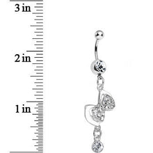 Load image into Gallery viewer, Clear Gem Tilted Tuxedo Bowtie Dangle Belly Ring
