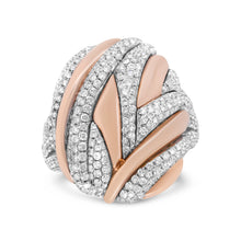 Load image into Gallery viewer, 18K Rose and White Gold 1 7/8 Cttw Diamond and Gold Textured Dome Cocktail Ring (F-G Color, VS1-VS2 Clarity) - Size 6.5

