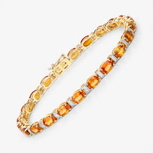 Load image into Gallery viewer, 12.33 Carat Genuine Orange Sapphire and White Diamond 14K Yellow Gold Bracelet
