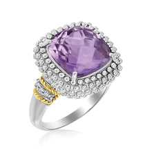 Load image into Gallery viewer, 18k Yellow Gold &amp; Sterling Silver Popcorn Ring with Amethyst and Diamond Accents
