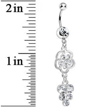 Load image into Gallery viewer, Clear Gem Splendid Flower Dew Drops Dangle Belly Ring

