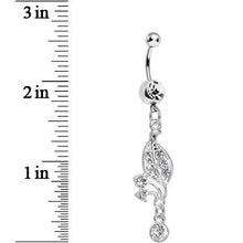 Load image into Gallery viewer, Clear Gem Sprouting Petals Flower Dangle Belly Ring
