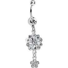 Load image into Gallery viewer, Clear Gem Child of Flower Double Dangle Belly Ring
