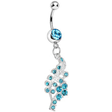Load image into Gallery viewer, Aqua Gem Icy Winter Branch Dangle Belly Ring

