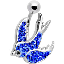 Load image into Gallery viewer, Blue Gem Soaring  Bird Belly Ring
