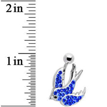 Load image into Gallery viewer, Blue Gem Soaring  Bird Belly Ring
