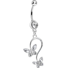 Load image into Gallery viewer, Clear Gem Love Butterfly Dangle Belly Ring
