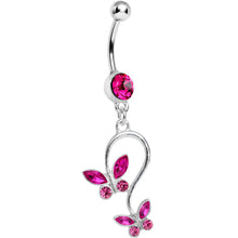 Load image into Gallery viewer, Pink Gem Love Butterfly Dangle Belly Ring
