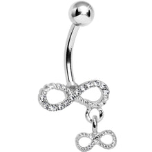 Load image into Gallery viewer, Clear Gem Double Infinity Dangle Belly Ring
