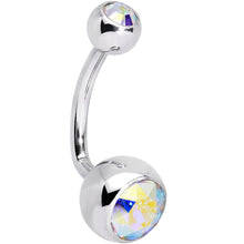 Load image into Gallery viewer, Double Aurora J-Curve Belly Ring Created with Crystals
