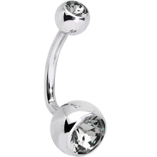 Load image into Gallery viewer, Black Diamond J-Curve Belly Ring Created with Crystals
