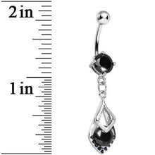 Load image into Gallery viewer, Black Gem Dazzling Princess Teardrop Dangle Belly Ring
