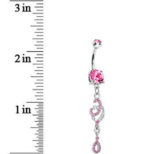 Load image into Gallery viewer, Pink Gem Double the Luck Horseshoe Teardrop Belly Ring
