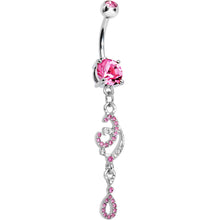 Load image into Gallery viewer, Pink Gem Double the Luck Horseshoe Teardrop Belly Ring
