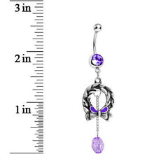 Load image into Gallery viewer, Purple Gem Antique Wreath with Bead Chain Drop Dangle Belly Ring
