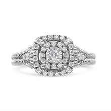Load image into Gallery viewer, .925 Sterling Silver 1/3 Cttw Miracle Set Round-Cut Diamond Cocktail Ring (H-I Color, I1-I2 Clarity) - Size 7
