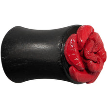 Load image into Gallery viewer, 2G Organic Double Flare Arang Wood Plug Red Leather Rose

