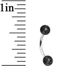 Load image into Gallery viewer, 16G 5/16 Black Acrylic Glitter Eyebrow Ring
