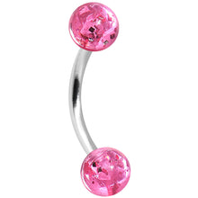 Load image into Gallery viewer, 16G 5/16 Pink Acrylic Glitter Eyebrow Ring
