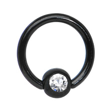 Load image into Gallery viewer, 16G 5/16 Clear Gem Black Anodized Titanium BCR Captive Ring
