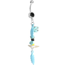 Load image into Gallery viewer, Black Gem Elements of Nature Feather Dangle Belly Ring
