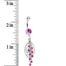 Load image into Gallery viewer, Pink Gem Delicate Beaded Leaf Dangle Belly Ring
