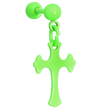 Load image into Gallery viewer, 16G Green Cross Tragus Cartilage Dangle Earring
