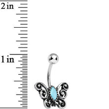 Load image into Gallery viewer, Turquoise Marquise Gem Antique Butterfly Belly Ring
