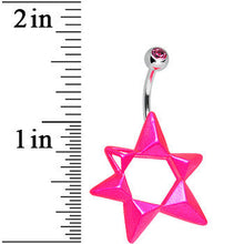 Load image into Gallery viewer, Pink Gem Neon Modern Star of David Belly Ring
