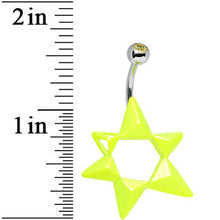 Load image into Gallery viewer, Yellow Gem Neon Modern Star of David Belly Ring
