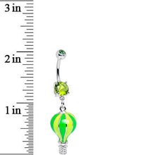 Load image into Gallery viewer, Green Gem Yellow and Green Neon Hot Air Balloon Dangle Belly Ring
