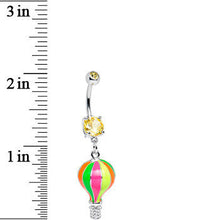 Load image into Gallery viewer, Yellow Gem Multi Colored Neon Hot Air Balloon Dangle Belly Ring
