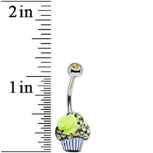 Load image into Gallery viewer, Yellow Gem Paved Rose Flower Topped Cupcake Belly Ring
