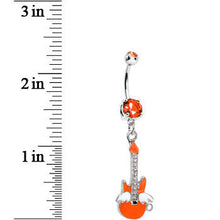 Load image into Gallery viewer, Double Orange Gem Goddess of Rock Neon Guitar Dangle Belly Ring
