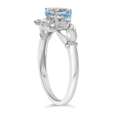 Load image into Gallery viewer, Sterling Silver Blue Topaz Heart Claddagh Ring
