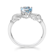Load image into Gallery viewer, Sterling Silver Blue Topaz Heart Claddagh Ring
