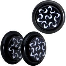 Load image into Gallery viewer, Black White Trippy Flower Tribal Cheater Plug Set
