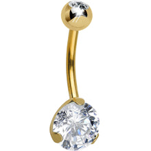 Load image into Gallery viewer, CZ Clear Gold Titanium IP Belly Ring
