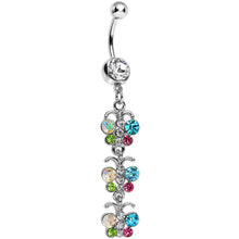 Load image into Gallery viewer, Clear Gem Triple Rainbow Baby Butterfly Dangle Belly Ring
