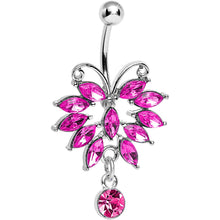 Load image into Gallery viewer, Pink Gem Majestic Big Bug Dangle Belly Ring
