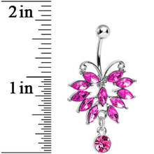 Load image into Gallery viewer, Pink Gem Majestic Big Bug Dangle Belly Ring
