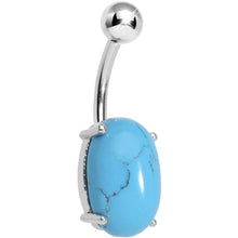 Load image into Gallery viewer, 14mm Turquoise Oval Semi Precious Stone Belly Ring

