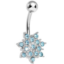 Load image into Gallery viewer, Aqua Gem Sparkling Snowflake Belly Ring
