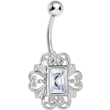 Load image into Gallery viewer, Clear Gem Filigree Frame Belly Ring
