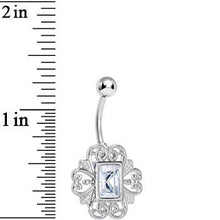 Load image into Gallery viewer, Clear Gem Filigree Frame Belly Ring
