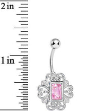 Load image into Gallery viewer, Pink Gem Filigree Frame Belly Ring
