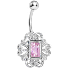Load image into Gallery viewer, Pink Gem Filigree Frame Belly Ring
