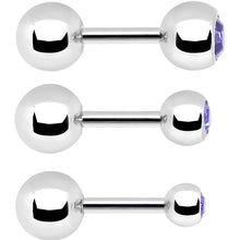 Load image into Gallery viewer, 16G 1/4 Purple Gem Cartilage Tragus Barbell Set of 3
